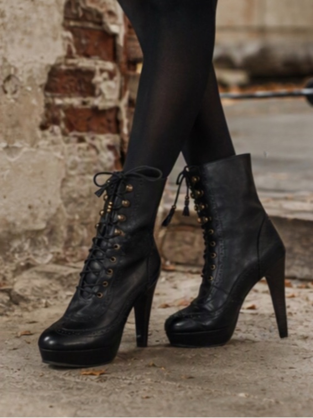 🌷 NYLA 🌷 Victorian Gothic Style High Heel Platform Lace Up Leather Boots Willast